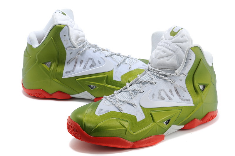 Discount Nike Lebron James 11 Shoes White Gold Red - Click Image to Close