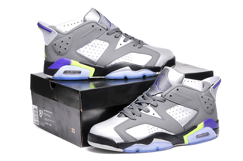 New Nike Air Jordan 6 Retro Black Grey Purple Shoes For Women - Click Image to Close