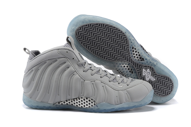 New Nike Air Foamposite One Wolf Grey Ice Blue Sole Shoes - Click Image to Close