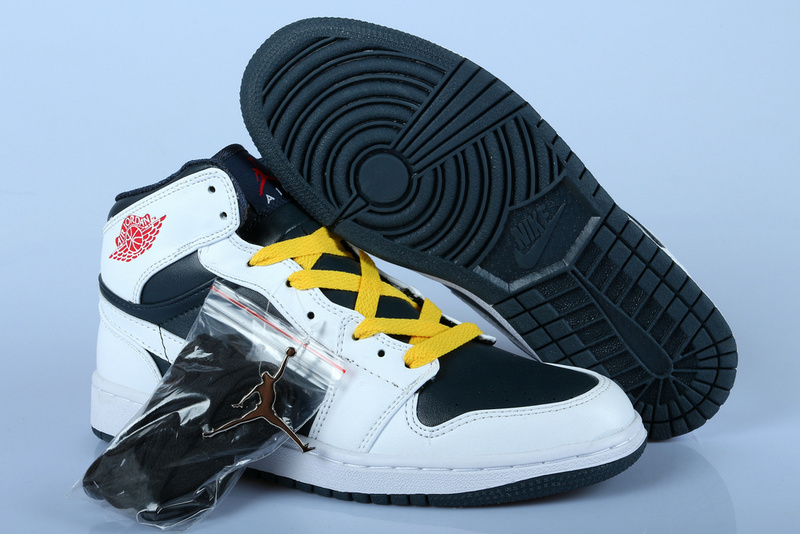 New Nike Air Jordan 1 Retro White Black Yellow Shoes