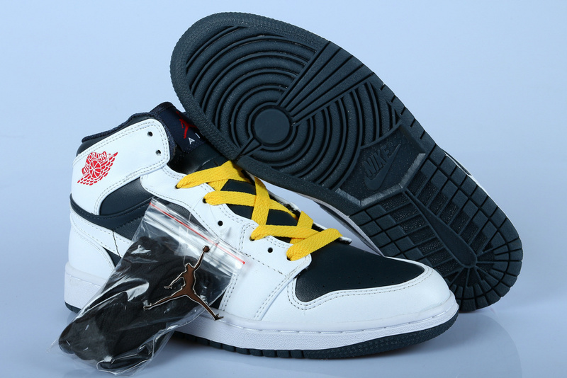 New Nike Air Jordan 1 Retro White Black Yellow Shoes - Click Image to Close