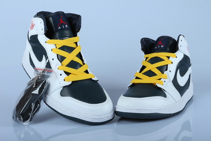 New Nike Air Jordan 1 Retro White Black Yellow Shoes - Click Image to Close