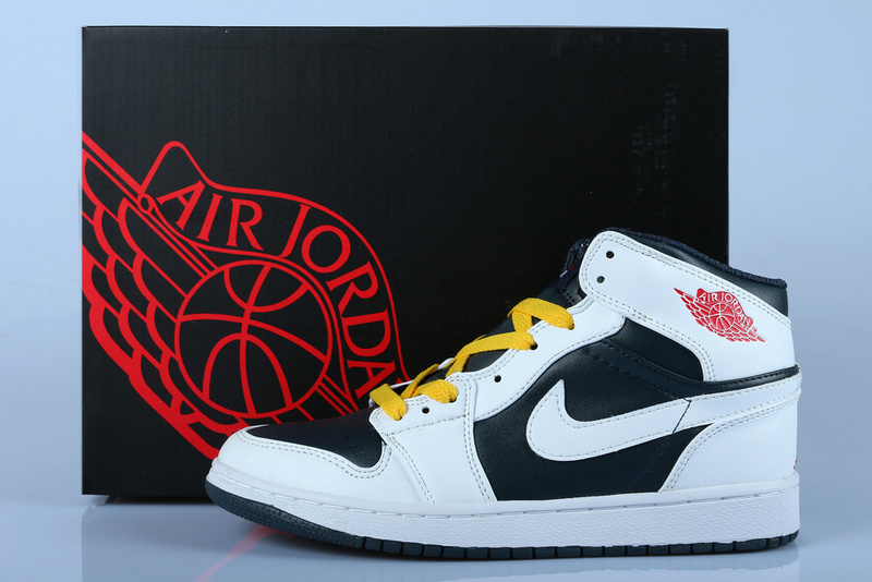 New Nike Air Jordan 1 Retro White Black Yellow Shoes - Click Image to Close