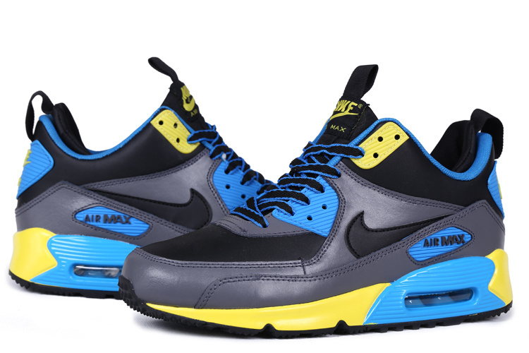 Nike Air Max 90 High Black Grey Blue Yellow - Click Image to Close