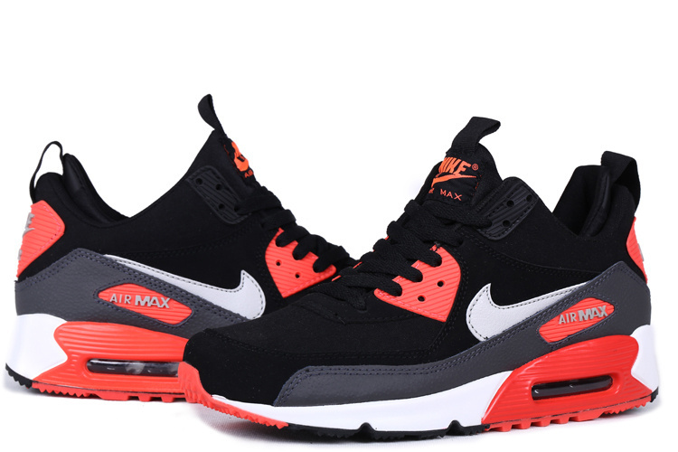 Nike Air Max 90 High Black Reddish Orange White - Click Image to Close