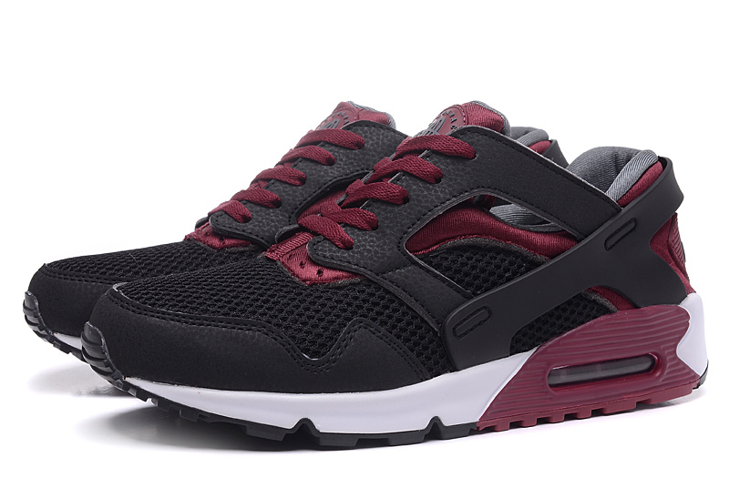 2016 Newest Nike Air Max 90 Huarache Black Wine Red White - Click Image to Close