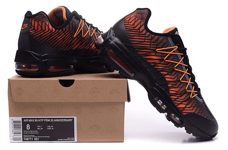 2016 Nike Air Max 95 20th Black Reddish Orange - Click Image to Close