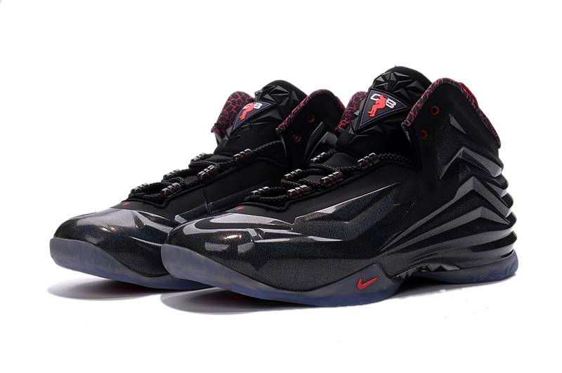 New Nike Chuck Posite Barkley All Black Red Shoes - Click Image to Close