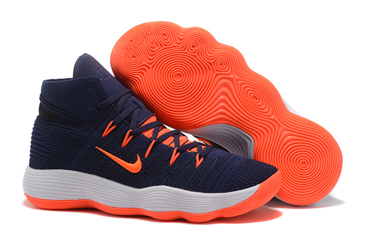 New Nike Hyperdunk 2017 Flyknit Deep Blue Orange White Shoes