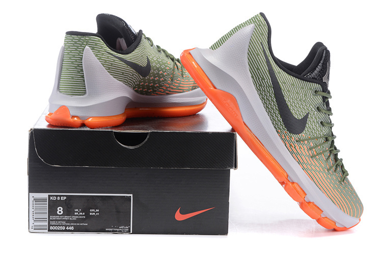 New Nike KD 8 Green Black Orange Basketball Shoes