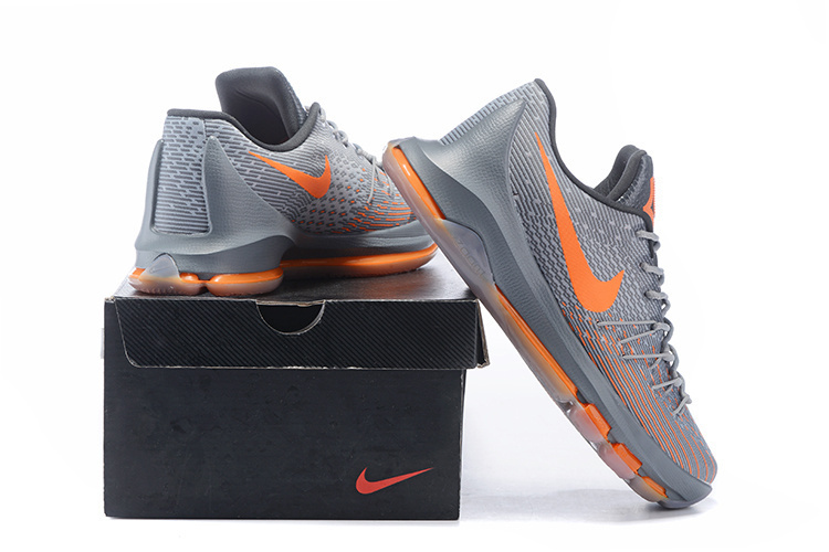 New Nike KD 8 Grey Orange Basketball Shoes