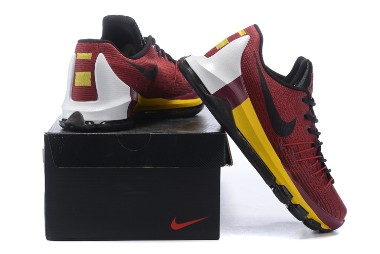 New Nike KD 8 Red Black Yellow Basketball Shoes - Click Image to Close