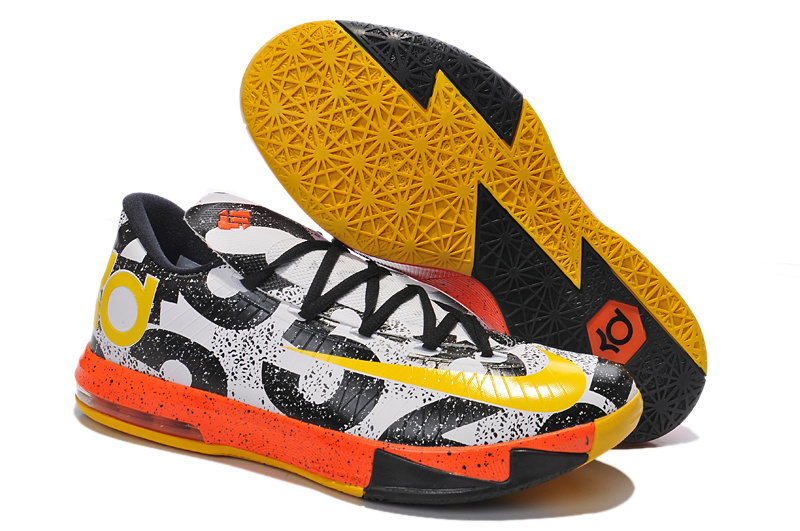2014 Nike Kevin Durant 6 MVP Black White Yellow Orange Shoes