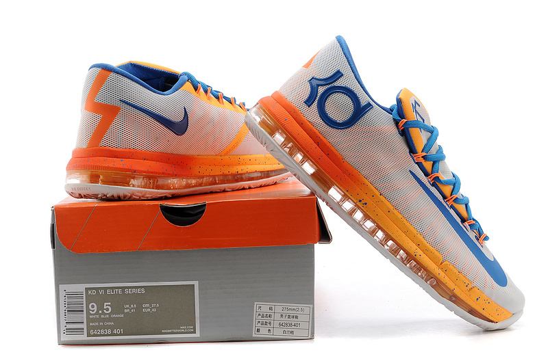Nike Kevin Durant 6.5 White Blue Orange Shoes - Click Image to Close