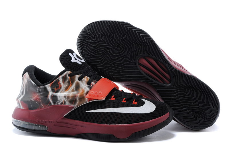 New Nike Kevin Durant 7 Black Wine Red Silver Shoes - Click Image to Close