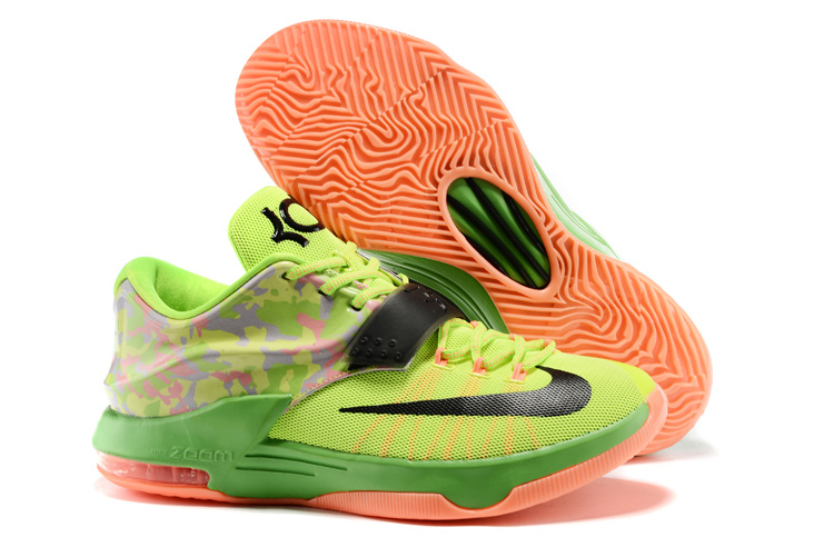 New Nike Kevin Durant 7 Fluorscent Green Black Orange Shoes