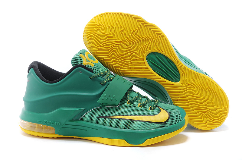 New Nike Kevin Durant 7 Green Yellow Gold Logo Shoes - Click Image to Close