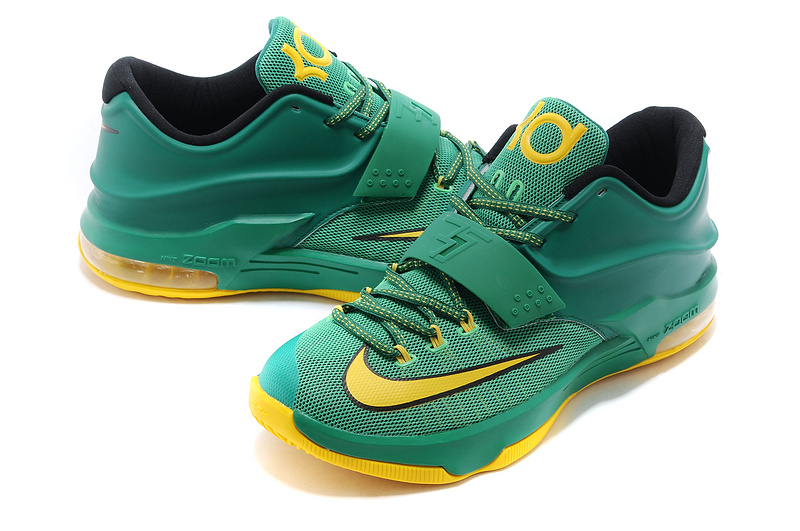 New Nike Kevin Durant 7 Green Yellow Gold Logo Shoes