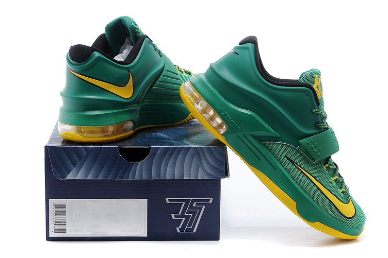 New Nike Kevin Durant 7 Green Yellow Gold Logo Shoes