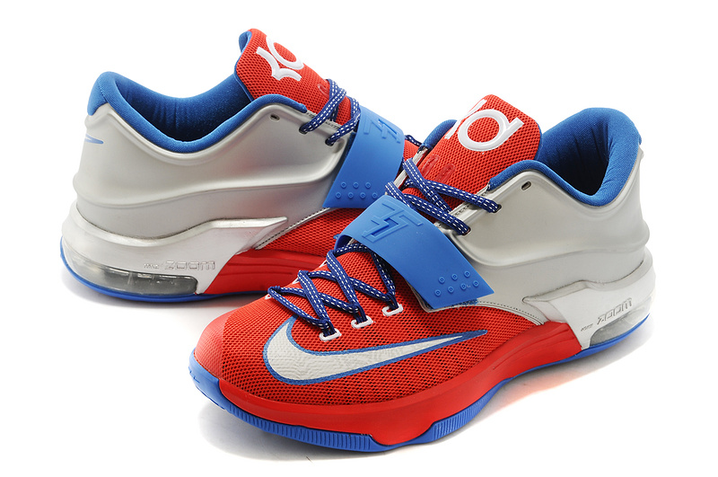 New Nike Kevin Durant 7 Red Blue White Logo Shoes