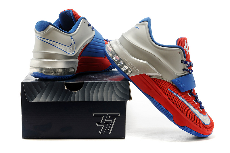 New Nike Kevin Durant 7 Red Blue White Logo Shoes