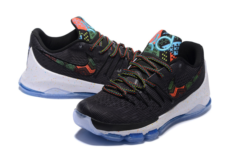 New Nike Kevin Durant 8 Black Colorful Blue Sole Shoes - Click Image to Close