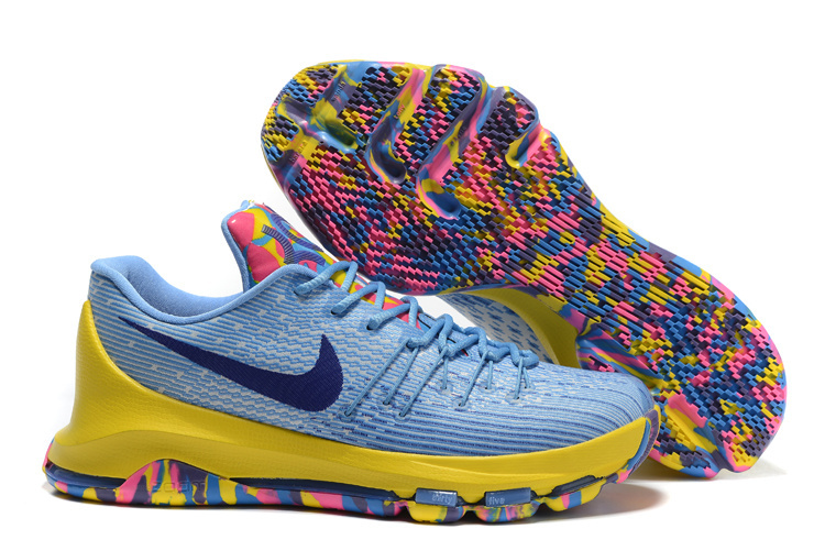 New Nike Kevin Durant 8 Blue Yellow Colorful Shoes - Click Image to Close