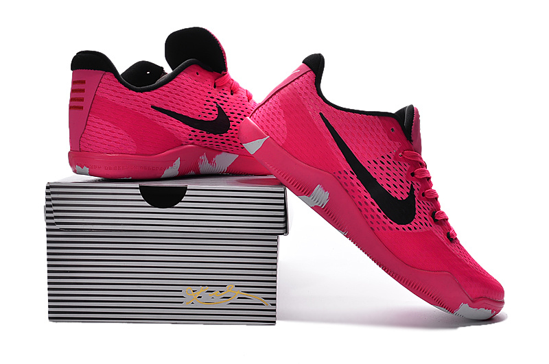 New Nike Kobe 11 EM Breast Cancer Red Black Shoes