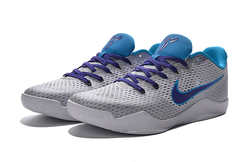 New Nike Kobe 11 EM Wolf Grey Purple Blue Shoes - Click Image to Close