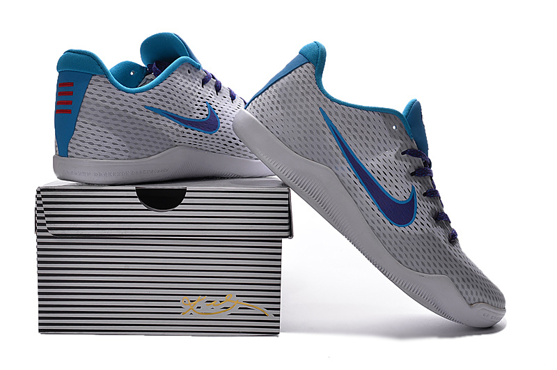 New Nike Kobe 11 EM Wolf Grey Purple Blue Shoes - Click Image to Close