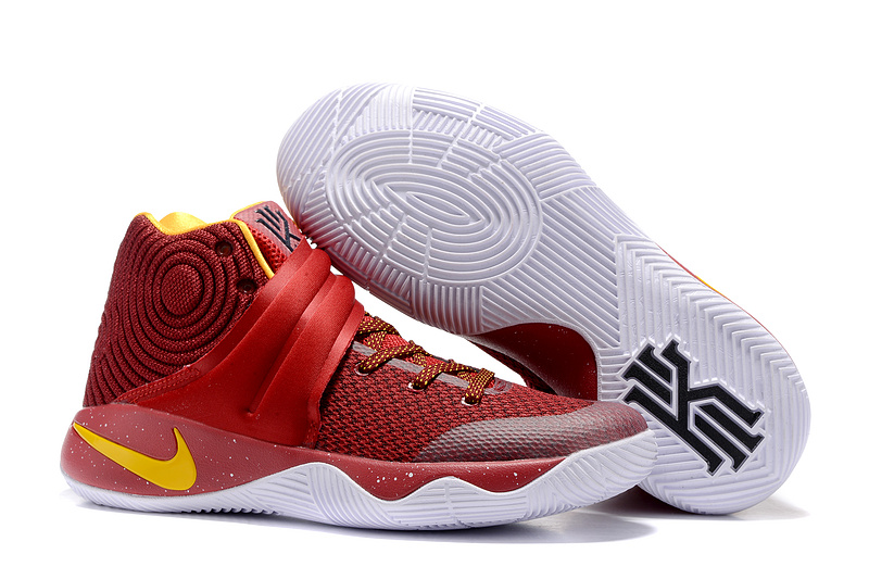 New Nike Kyrie 2 Wine Red Yellow Shoes