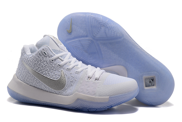 New Nike Kyrie 3 All White Shoes - Click Image to Close