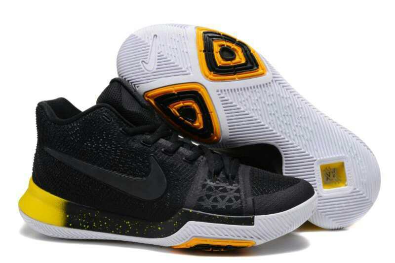 New Nike Kyrie 3 Black Yellow White Shoes