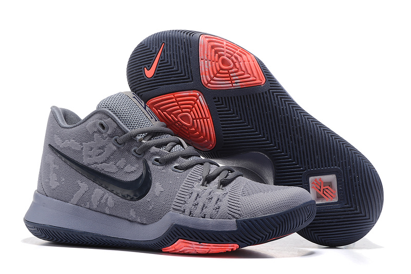 New Nike Kyrie 3 Carbon Grey Black Red Shoes - Click Image to Close