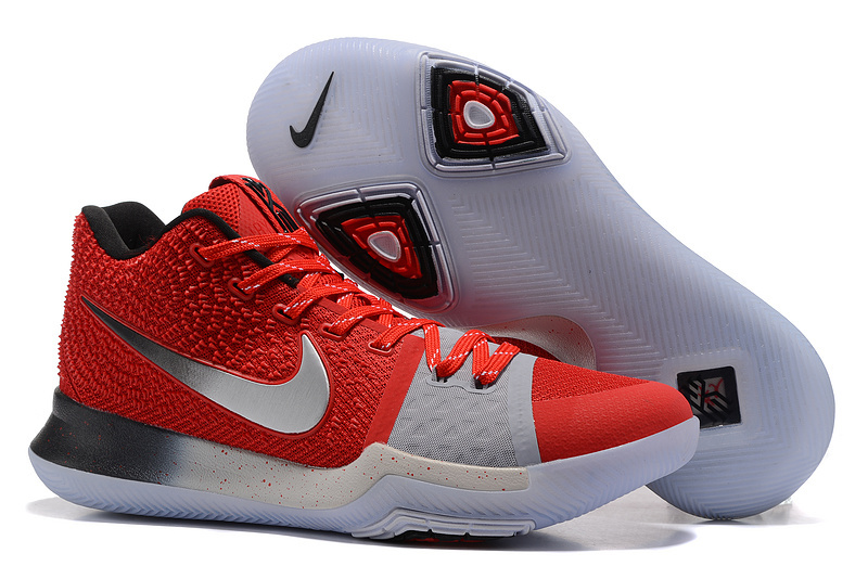 New Nike Kyrie 3 Fire Red Grey Shoes