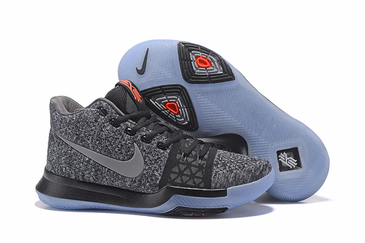 New Nike Kyrie 3 Flyknit Grey Black Blue Shoes - Click Image to Close