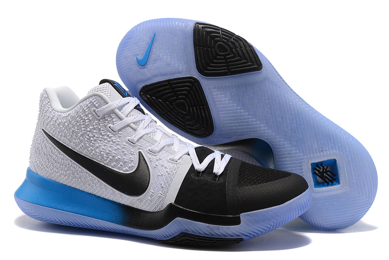 New Nike Kyrie 3 White Black Blue Sole Shoes - Click Image to Close