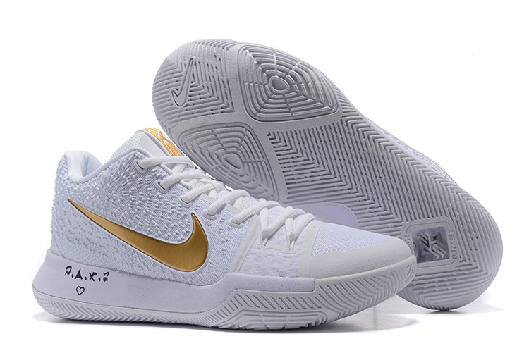 New Nike Kyrie 3 White Gold Shoes - Click Image to Close