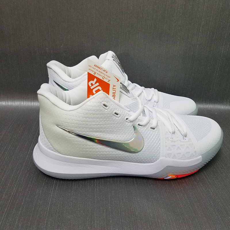 New Nike Kyrie 3 White Silver Air Cushion Shoes