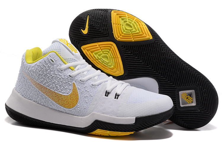 New Nike Kyrie 3 White Yellow Black Shoes