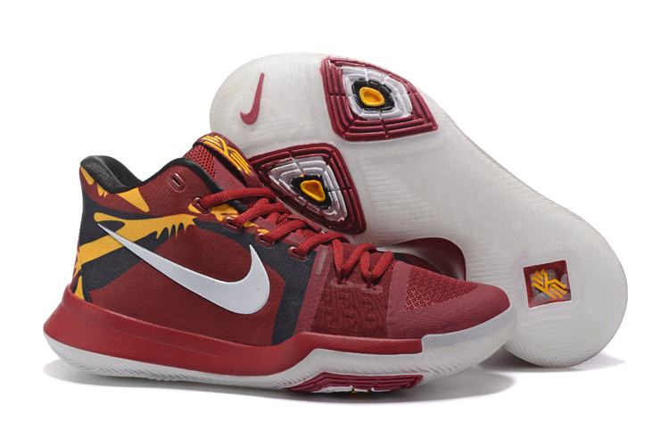 New Nike Kyrie 3 Wine Red Gold Shoes - Click Image to Close