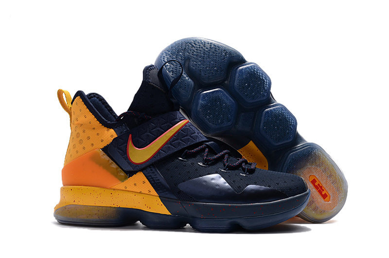 New Nike LeBron 14 Blue Yellow Shoes - Click Image to Close