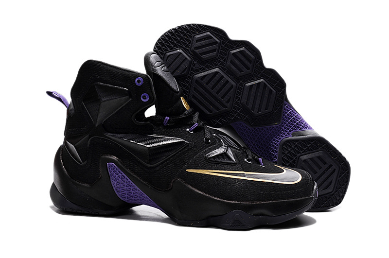 New Nike Lebron 13 Black Purple Gold Shoes