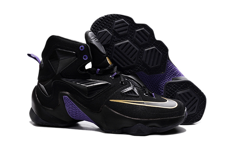 New Nike Lebron 13 Black Purple Gold Shoes - Click Image to Close