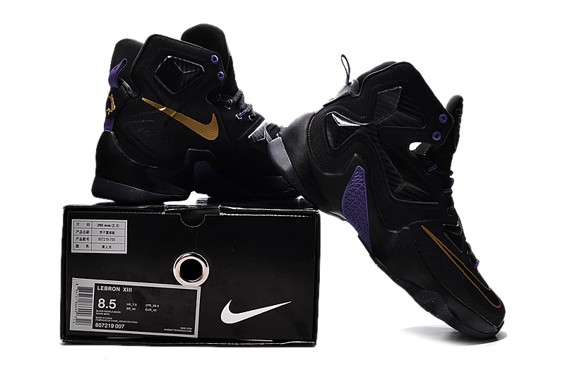 New Nike Lebron 13 Black Purple Gold Shoes - Click Image to Close