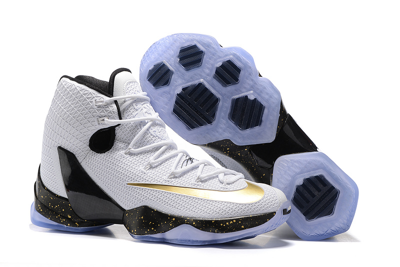 New Nike Lebron 13 Elite White Black Gold Shoes - Click Image to Close