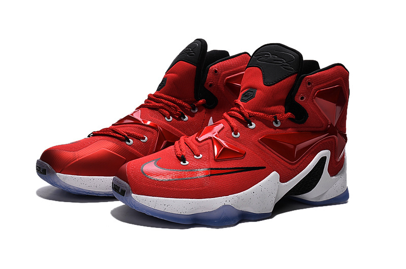 New Nike Lebron 13 Red Black White Shoes - Click Image to Close