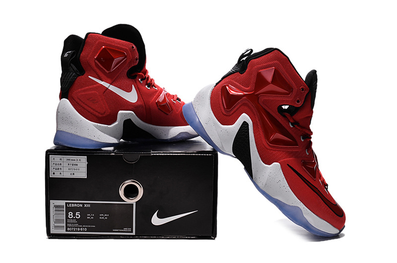 New Nike Lebron 13 Red Black White Shoes - Click Image to Close