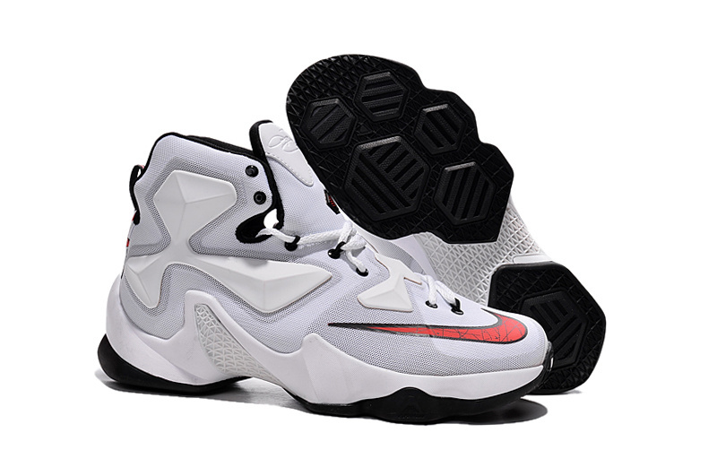 New Nike Lebron 13 White Black Red Shoes