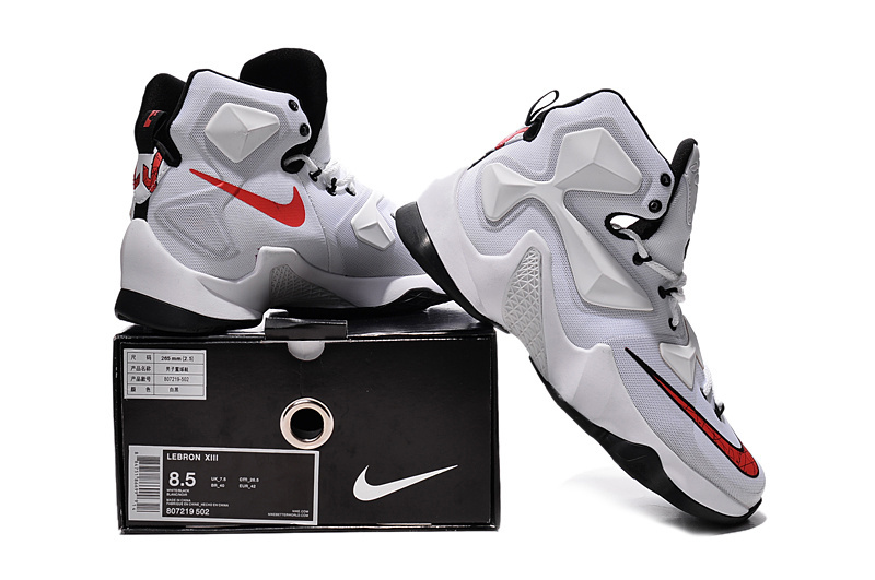 New Nike Lebron 13 White Black Red Shoes